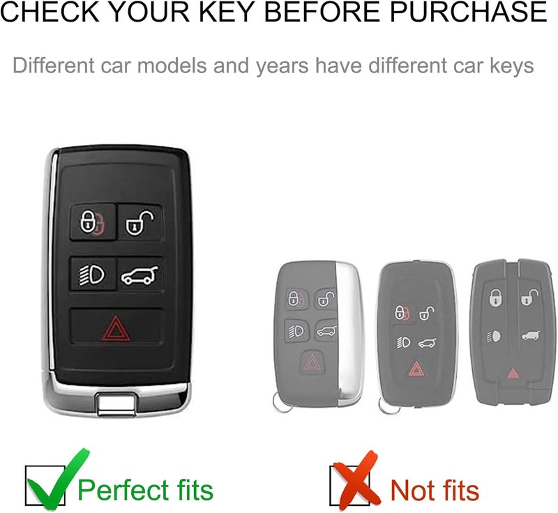 CACARLIKE for Land Rover Key Fob Cover with Leather Lanyard, Car Key Fob Case Compatible with 2018-2023 Range Rover Evoque Vogue Discovery 5 Sport Jaguar E I-PACE Smart Key Protector Holder - Image 2
